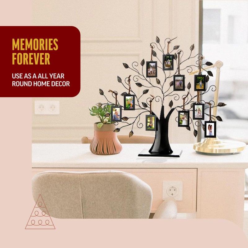 Klikel Family Tree Picture Frame Display with 10 Hanging Picture Photo Frames | Large 20 x 18 Metal Tree | 10 Ornamental 2x3 Frames - Image 3